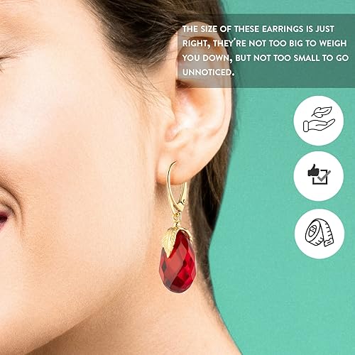 Miniatura 2 de Amber by Mazukna - Pendientes de ámbar natural para mujer - Cierre de plata chapada en oro 925, ámbar pulido brillante, piedra semipreciosa natural