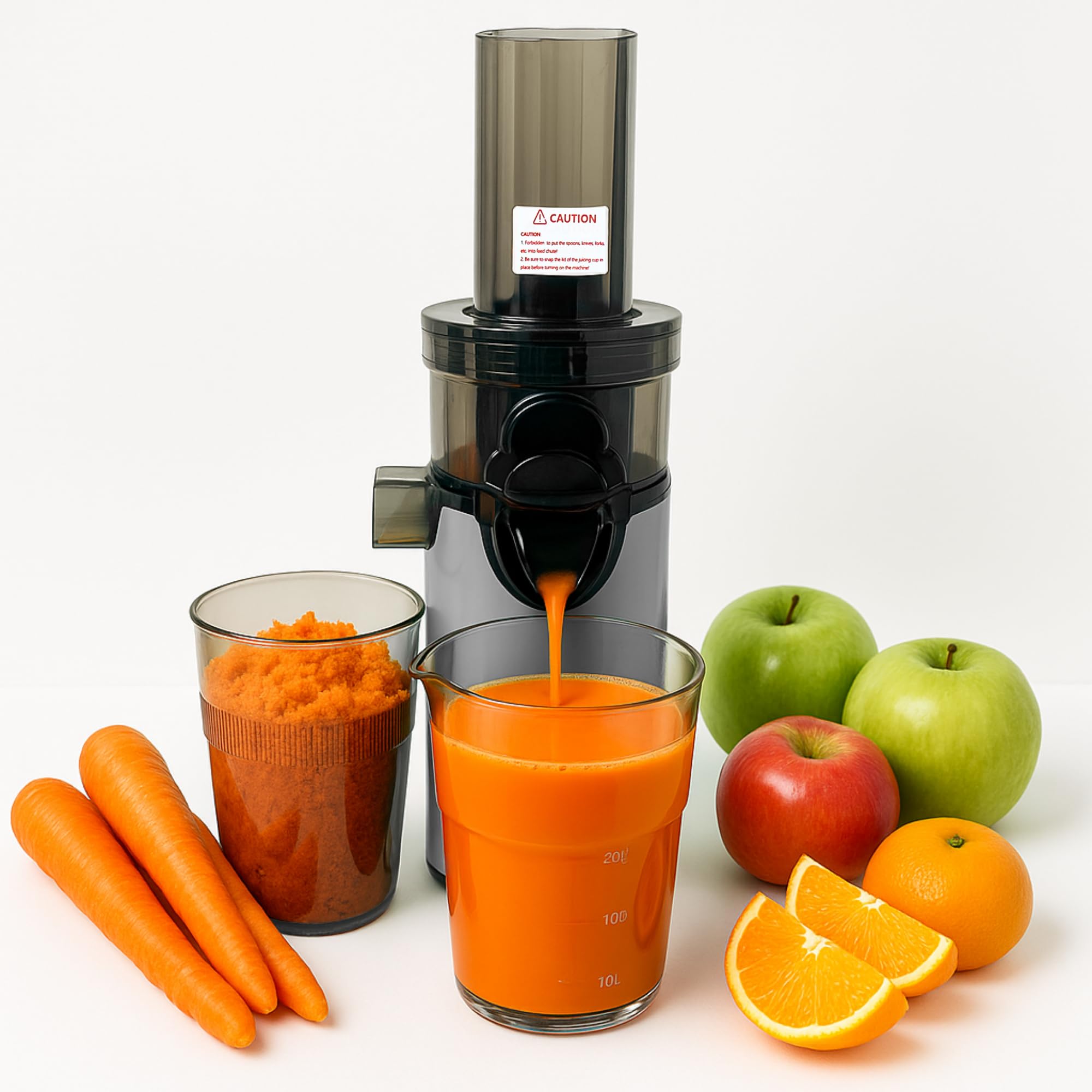 Extracteur de jus compact pressé à froid sans BPA, presse-agrumes électrique lent, anti-goutte, gris