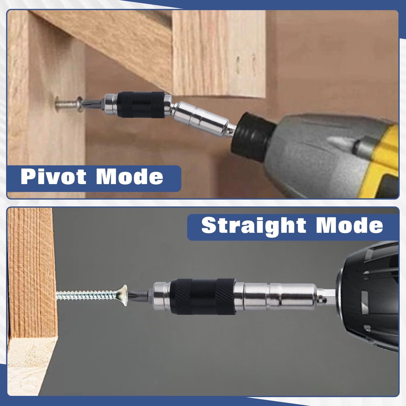 GOLD DEER Magnetic Pivoting Impact Screwdriver Drill Bit Magnetic Bit Holder 1/4" Hex Pivoting Bit Holder with Bits Rotary Drill Extension Bit Holder for Narrow Spaces or Corners - Image 2