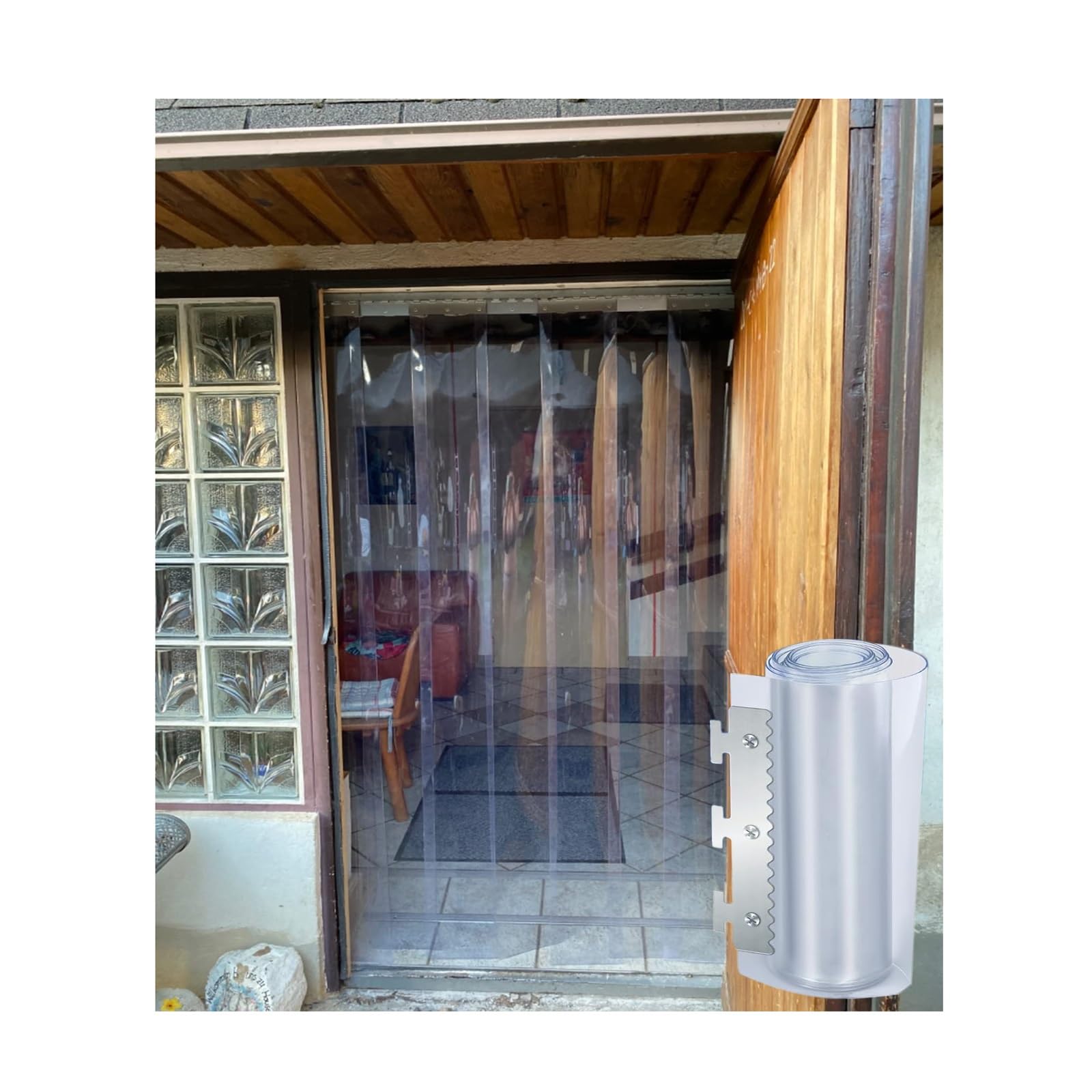 Rideau de porte en PVC transparent idéal pour l'accès des supermarchés et commerces