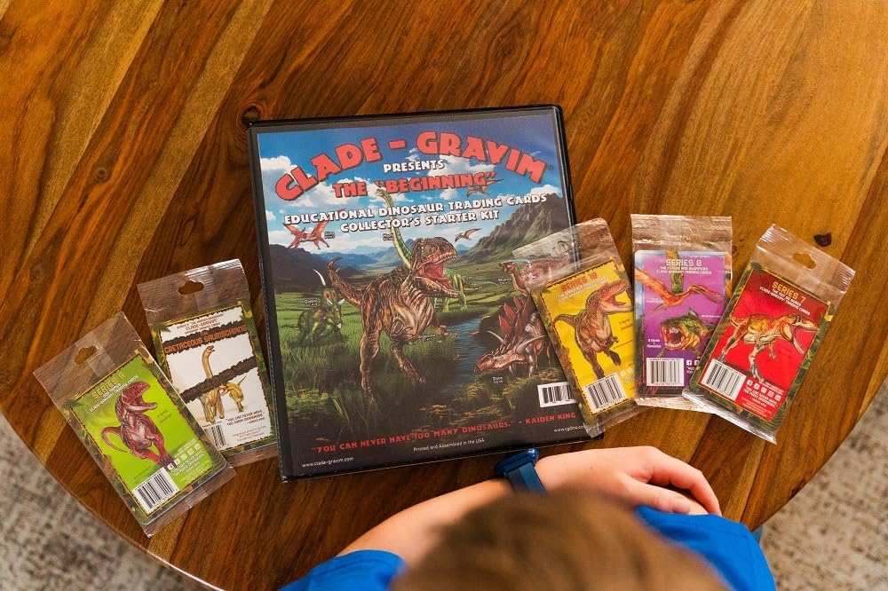 Clade-Gravim Dinosaur Trading Card Starter Kit - Educational Dinosaur Cards - Dino Collectors Card Starter Kit Album - The Beginning of Dino Collector Cards - (Version 3)