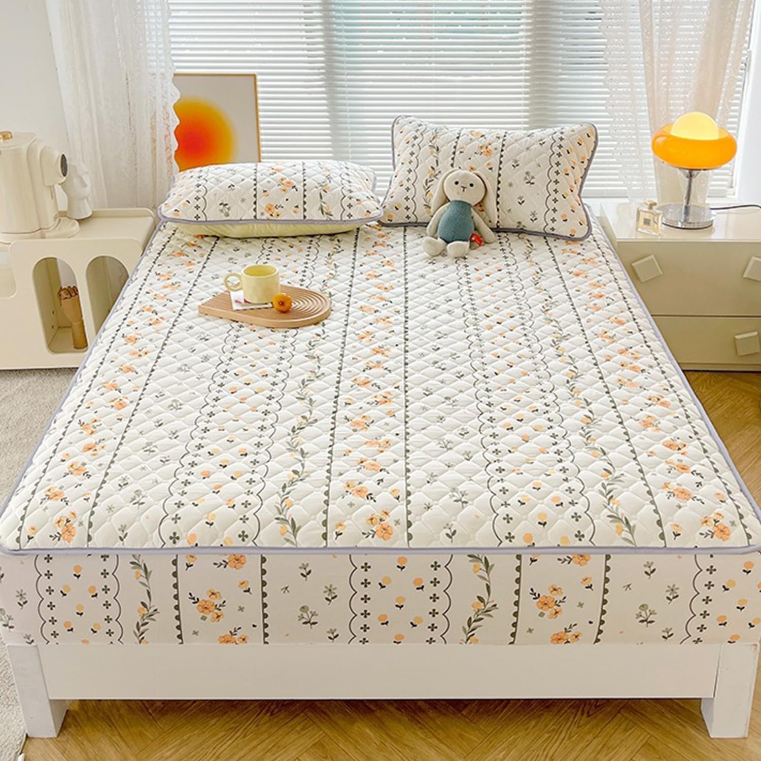 Thicken Mattress Protector Queen Size Skin-Friendly Comfortable Mattress Cover with Elastic Band 360 ° Full Wrap Fitted Sheet Bed Cover Deep Pocket of 12In Dormitory,I,90 * 200cm(Twin)