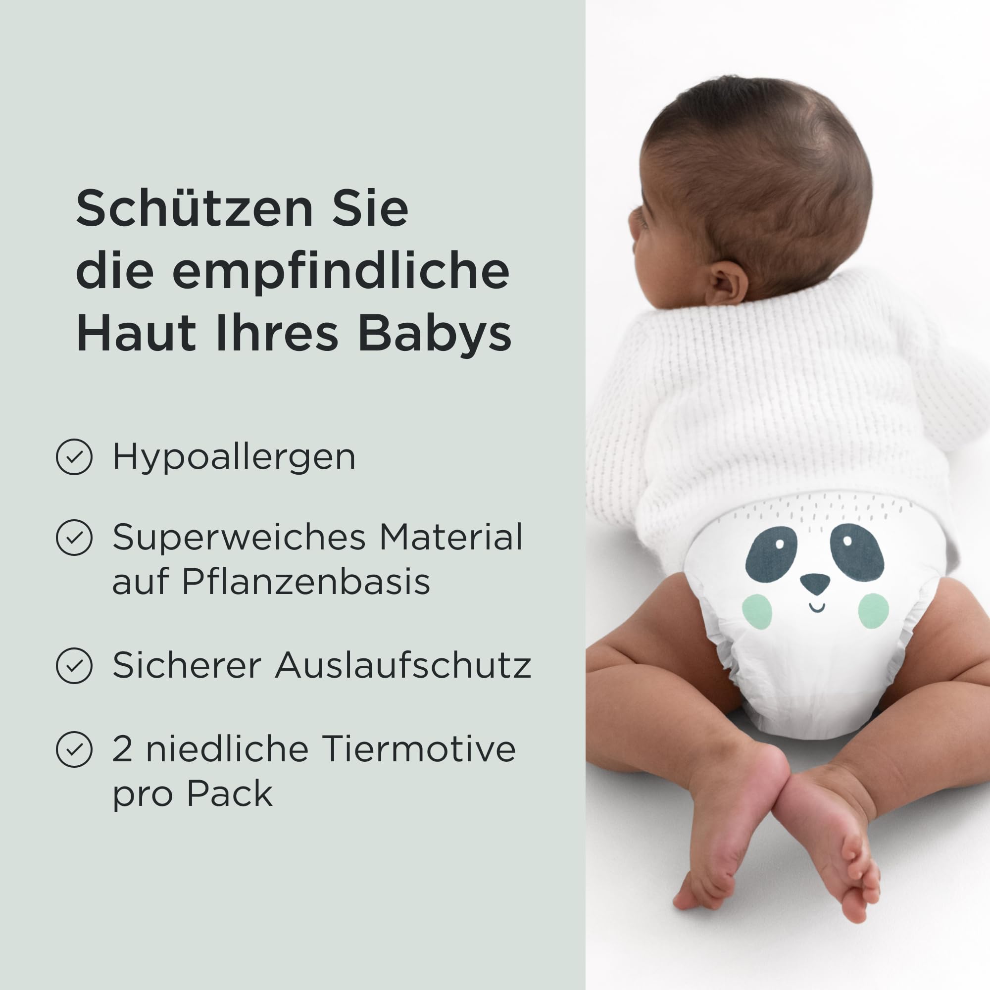 Kit & Kin Premium Windeln Größe 2 (4-8 kg) 152 Stück, Pflanzliche & Hypoallergene Babywindeln, Zuverlässiger Auslaufschutz, Vegan & Tierversuchsfrei