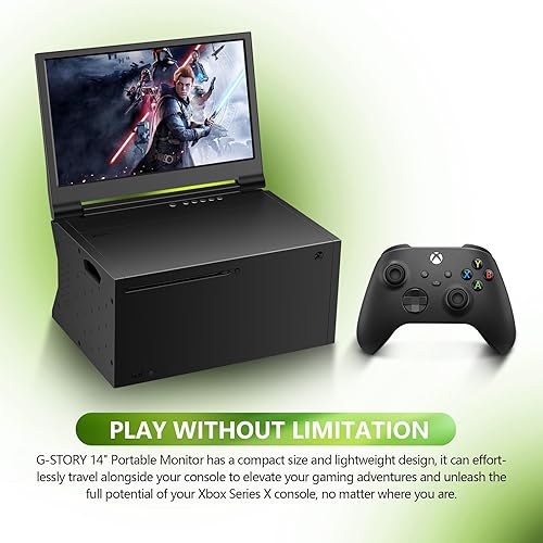 Miniatura 2 de G-STORY Monitor portátil de 14 pulgadas para Xbox Series X 4K, monitor de juegos portátil IPS para Xbox Series X (no incluido) con dos HDMI, HDR,