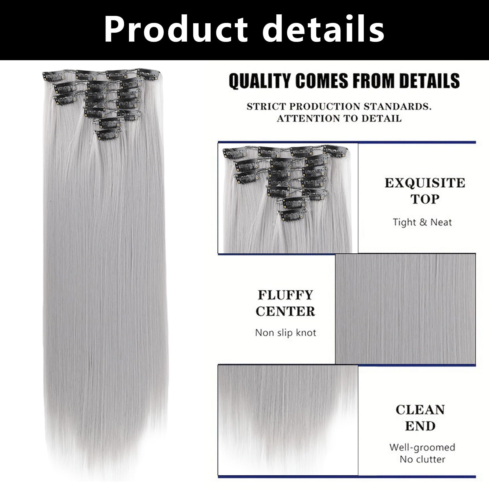 Festival Hair Accessories Clip in Hair Extensions Blonde Clip in Extensions Blonde Hairpieces Straight 3128 - Image 4