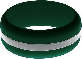 Womens Mens Dark Green Silicone Ring - Changeable Color Bands - Many Colors - Safe, Durable, Everyday Wear Wedding Band - 1 Ring - Sizes 4-16