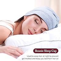 Vista 33 de 4 Pieces Satin Lined Beanie Cap Satin Sleep Lined Hat Slouchy Beanie Hat Night Silk Hair Cap for Women Men