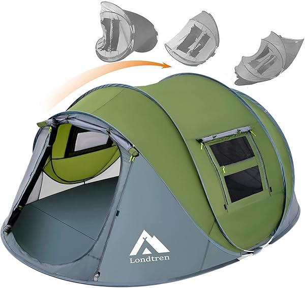 4 Person Easy Pop Up Tent Waterproof Automatic Setup 2 Doors-Instant Family Tents for Camping Hiking & Traveling
