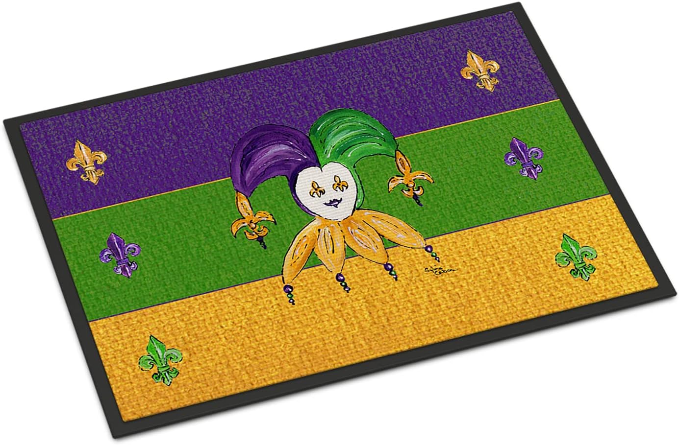 Caroline's Treasures 8386MAT Mardi Gras Doormat 18x27 Front Door Mat Indoor Outdoor Rugs for Entryway, Non Slip Washable Low Pile, 18H X 27W