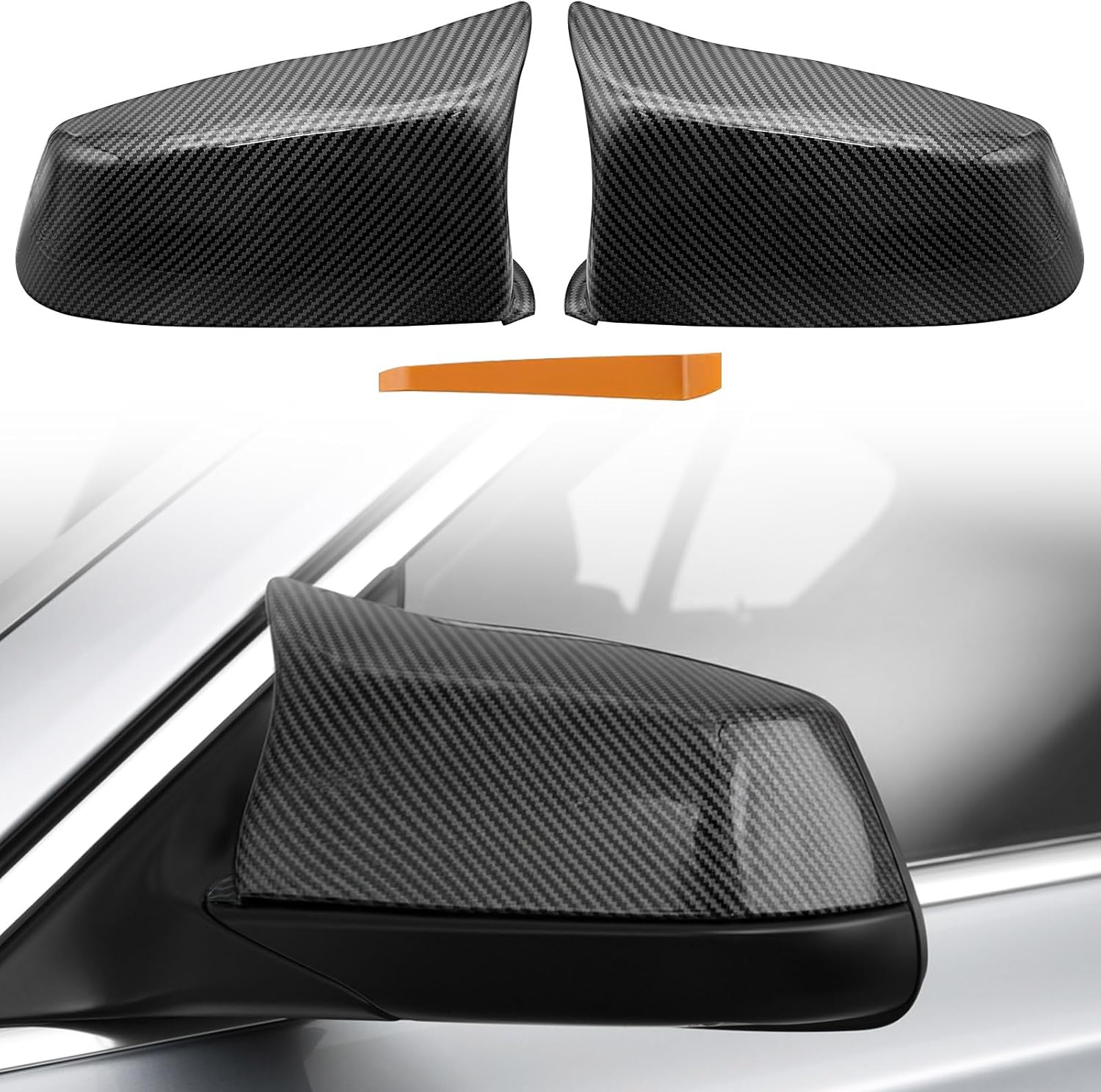 TOPUS Side Mirror Covers for BMW 5 Series E60 E61 LCI 2008-2010, fits 5 Series GT F07 10-15, fits 6 Series Gran Coupe F06 11-15, Ox Horn Style Rear View Mirror Cap 51167187431 51167187432 Carbon Fiber