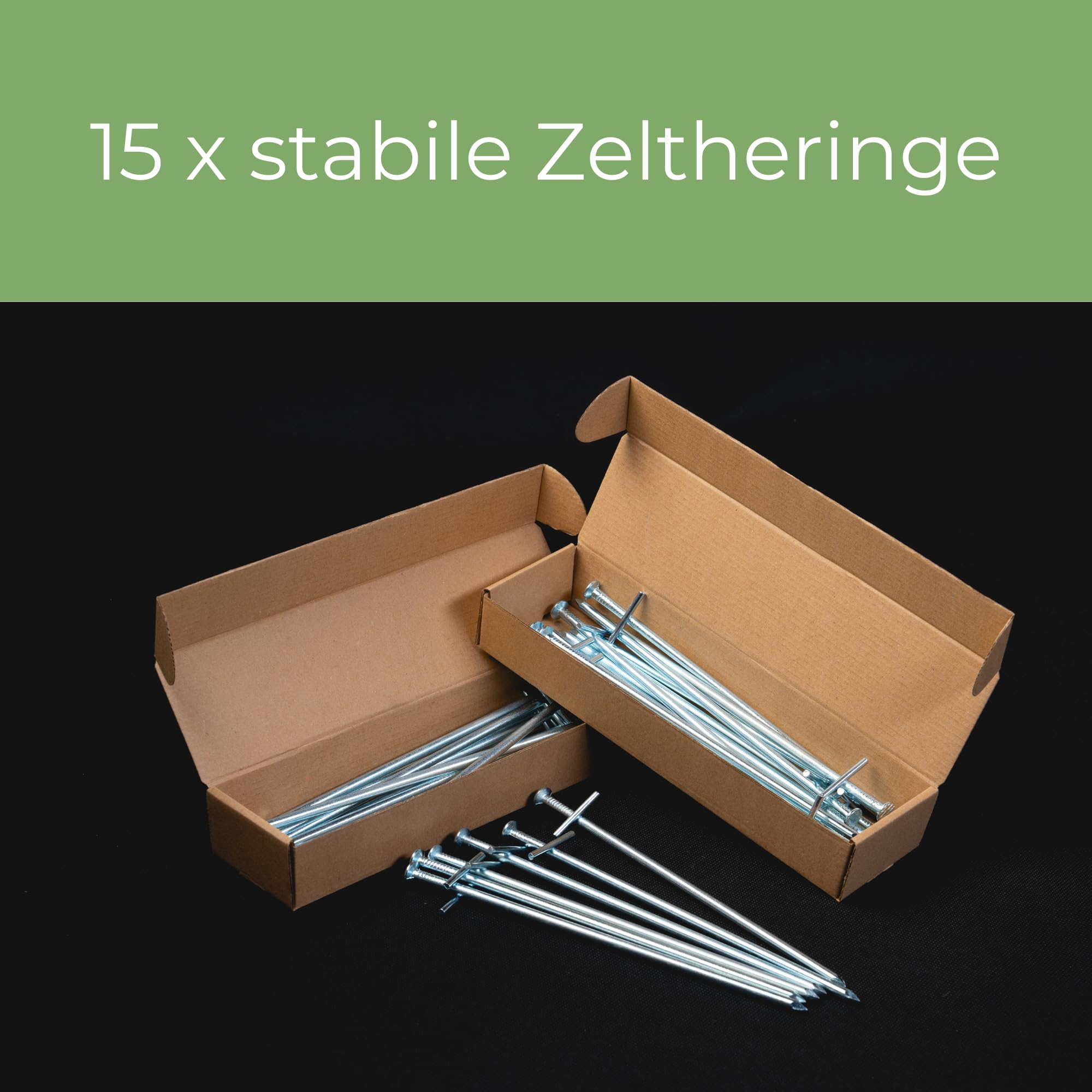 Lot de 15 Piquets de Tente 23 cm en Acier Galvanisé - Sardines de Fixation Sol – Piquet T Profil de Camping Longues - Ø 6 mm - Idéal pour Le Jardin, Le Camping et Les tentes
