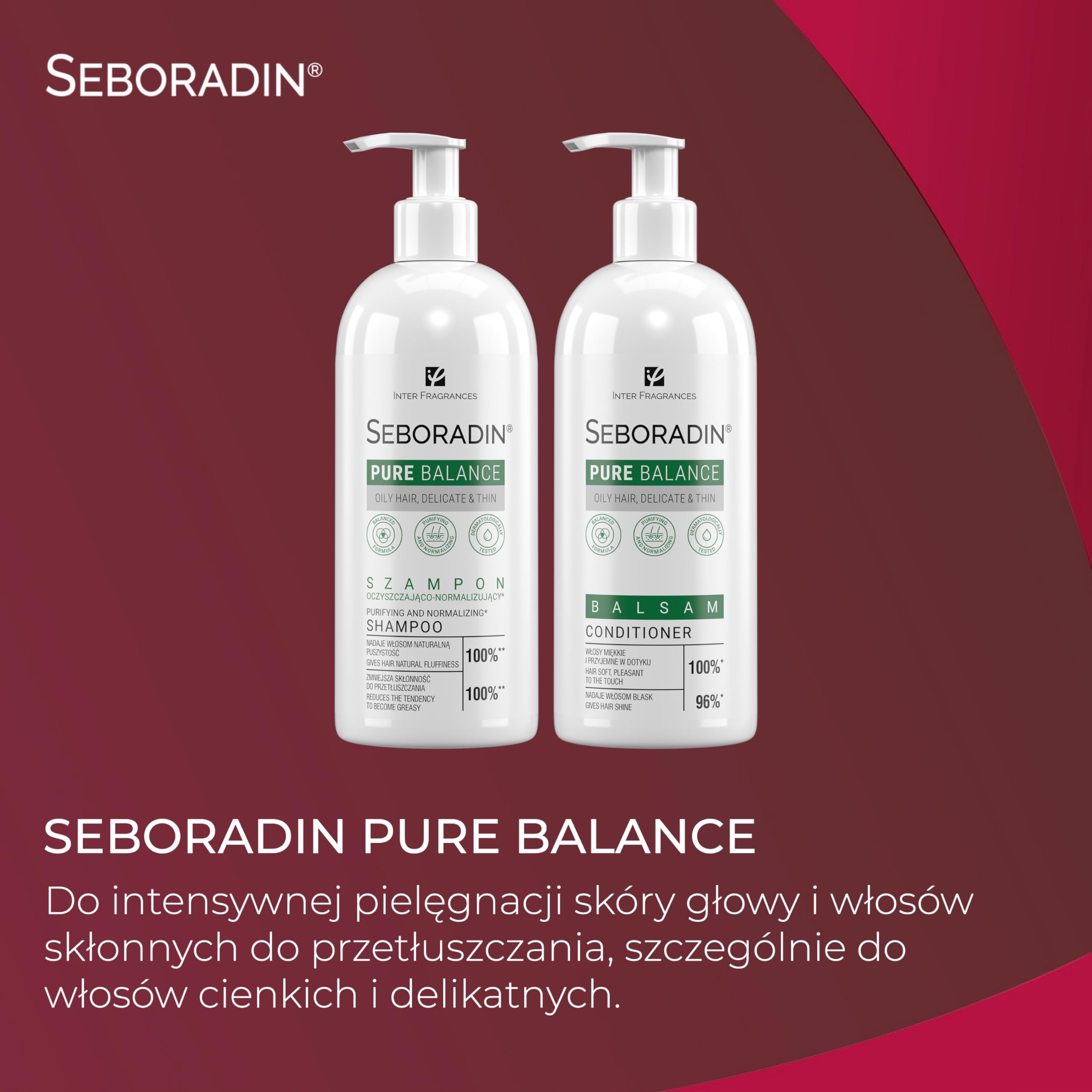 SEBORADIN Maria Set Blue - 2x Ampułki Oily Hair - Serum i Szampon Przeciwłupieżowy - Pure Balance Odżywka Szampon i Serum - Peeling do Skóry Głowy