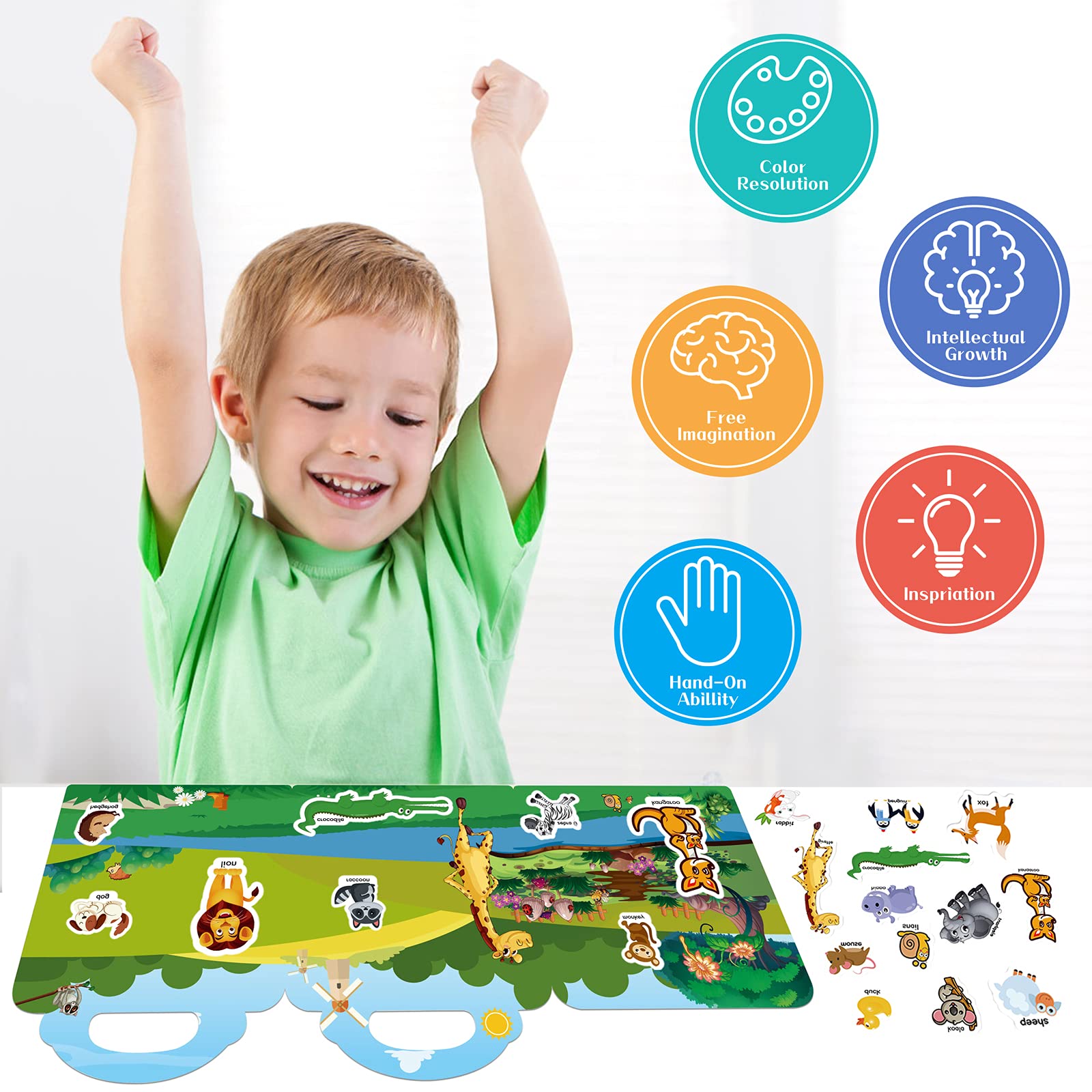 Juguetes para niñas de 2, 3, 4, 5 años, libros de calcomanías reutilizables para niños, juguetes para niños de 2 a 4 años, calcomanías para niños de 2 a 5 años, juguetes de aprendizaje para niños de 2, 3, 4, 5 años 6
