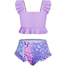 XiaoMoSha Girls Two Piece Swimsuits Ruffled Kid Bikini Sets Adjustable Straps Bathing Suits Toddler Beach Swimwear 3-12 Years