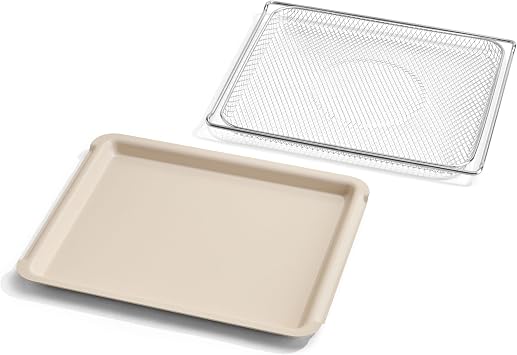 Our Place Wonder Oven Pro Essentials Kit with Large Aluminum Bake Pan and Steel Air Fryer Basket | Non-Toxic, Non-stick, Easy-to-Clean Baking & Frying Accessories, Oven-Safe up to 450F | Cream