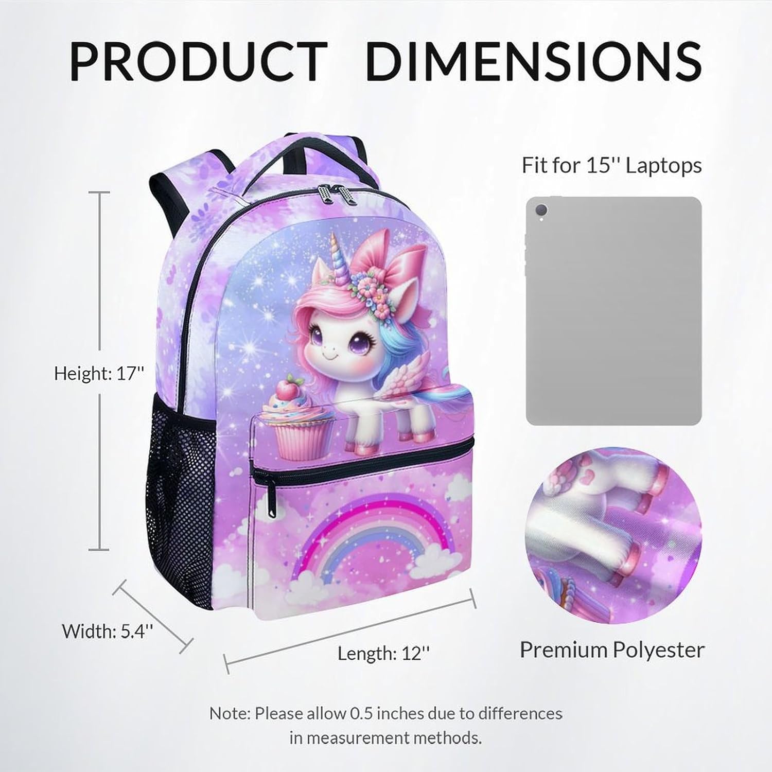 Backpack for Girls - Unicorn Backpack for Kids Toddler - Girls Bookbag School Supplies - 17 Inch Cute School Bag for Primary/Kindergarten/Preschool