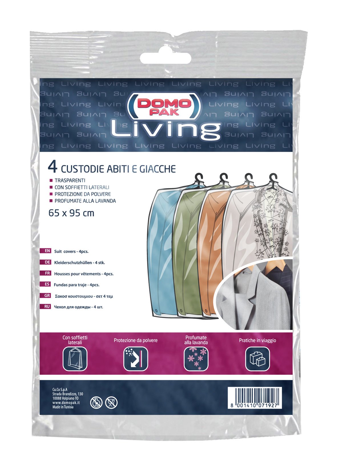 Set de 4 Housses de Vêtements Transparentes Domopak Living