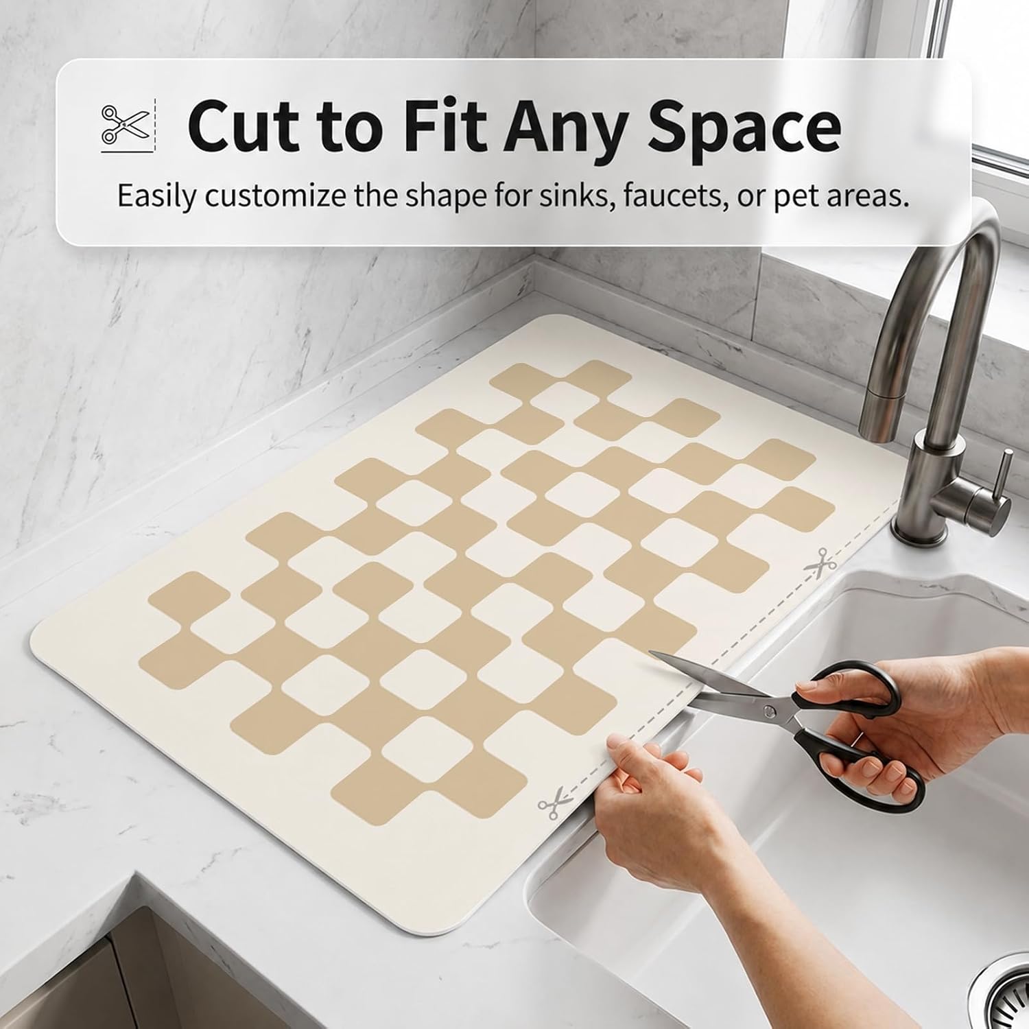 Mellon 2PCS Fast Absorb Drying Mat,Checkered Coffee Bar Accessories image 4