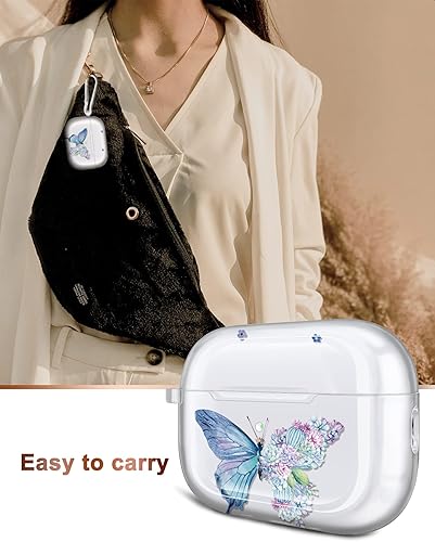 Miniatura 6 de JIAXIUFEN Funda para AirPods 3, funda transparente con purpurina dorada, diseño de flores, lindo protector de TPU para mujeres y niñas, con llavero