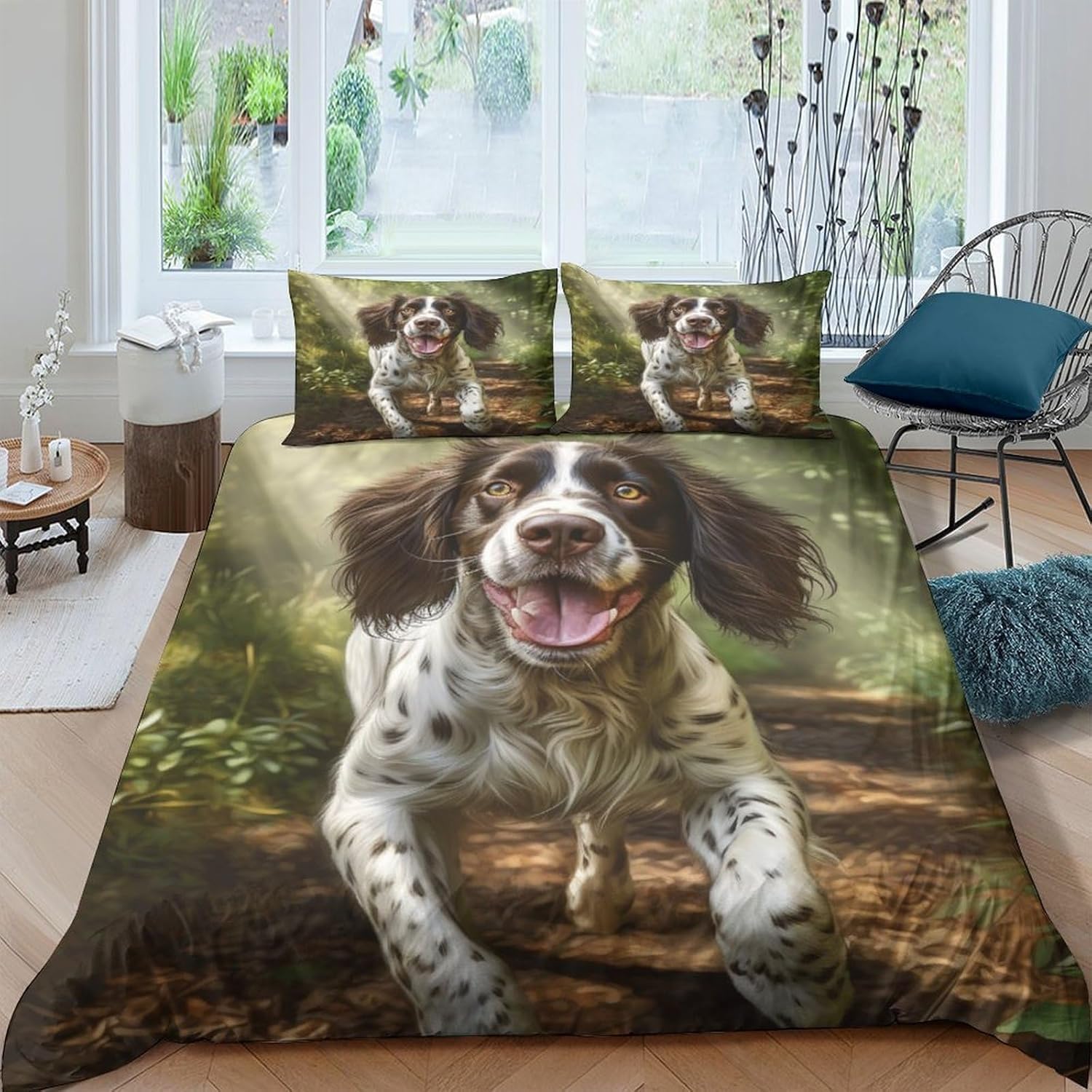 Housse de couette 240x260 Springer Spaniel parure de lit microfibre anti-plis facile à laver