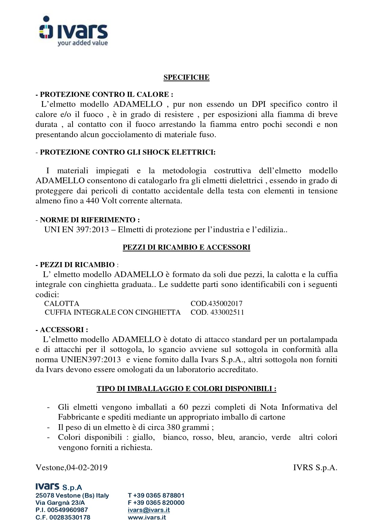 Elmetto di protezione omologato casco da lavoro per cantiere secondo le direttive europee CEE-PREN 397