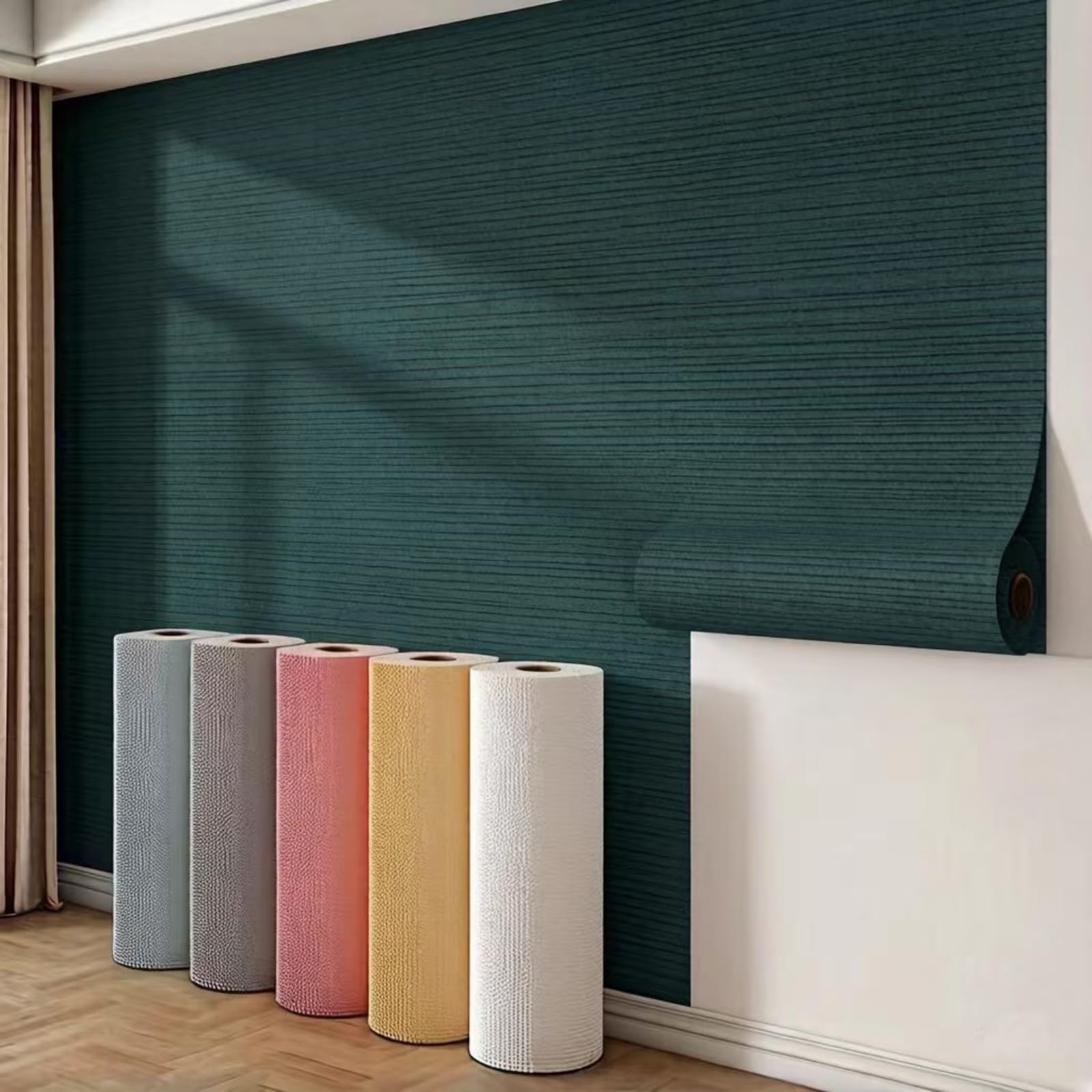 Self Adhesive Thermal Peel and Stick Wallpaper Roll,4mm Thick Grey White Insulating Textured Wall Covering for Bad Cold Walls of Kitchen Ceiling(Emerald,M)
