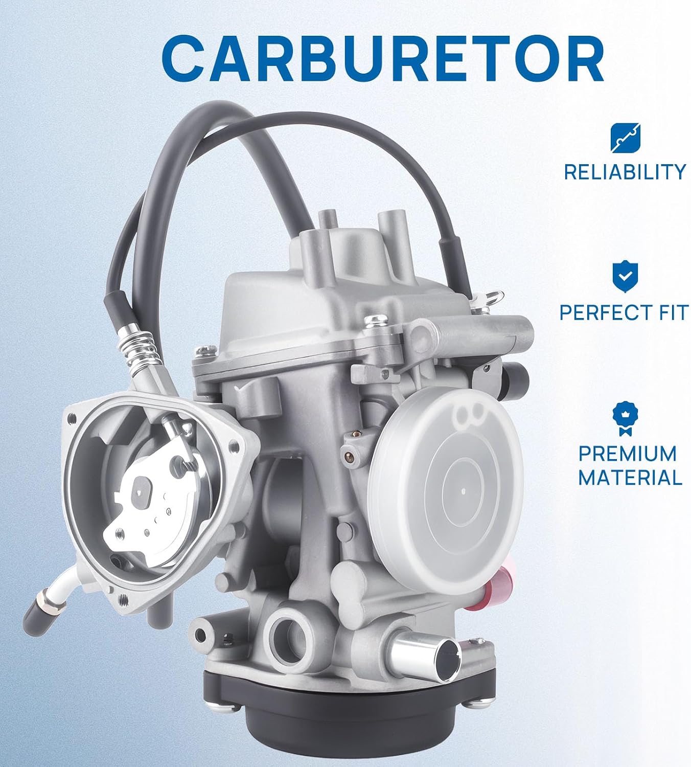 YFM-400 Carburetor Fit for Yamaha Big Bear 2000-2006 YFM400 Kodiak 400 Wolverine 450 2007-2010 Grizzly 350 450 ATV 2007-2014 Replace for 5GH 5FU 14101-00-00 5TE 5FU E4101-00-00 With Air Fuel Filter