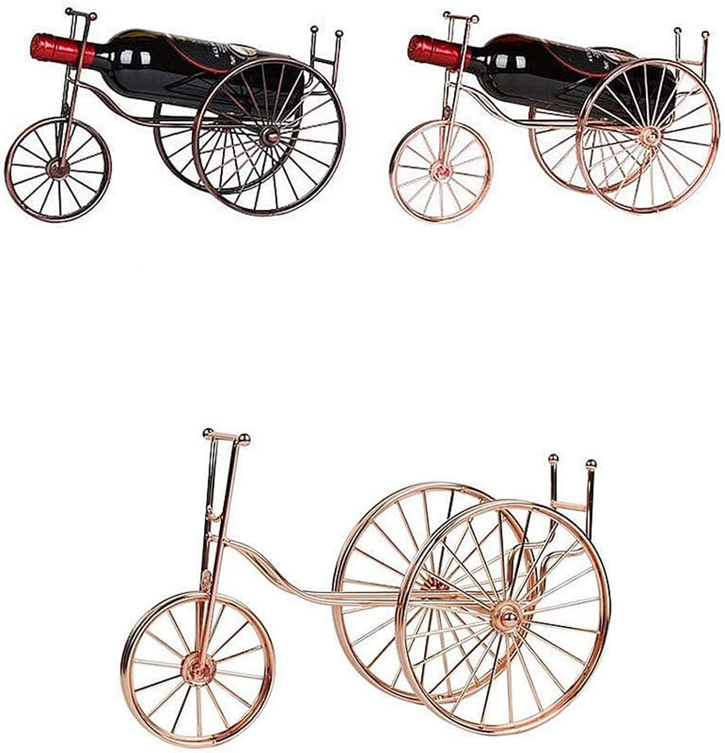Wine Rack Creative Bicycle Design Tabletop Wine Bottle Stand Freestanding Metal Wine Rack Holder Baroque Design Wine Crafts Copper Rose Gold Color for Wine Lovers S