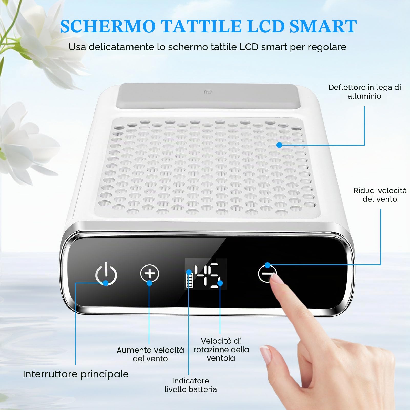 Aspiratore per Unghie Senza Fili da 80 W, aspiratore per Unghie Ricaricabile, aspirapolvere per Unghie con Potente Ventola di aspirazione per Manicure, Regolare L'Aspirazione
