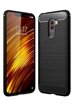 Flexible Back Case Cover for Poco F1 (Carbon Fibre_Black)