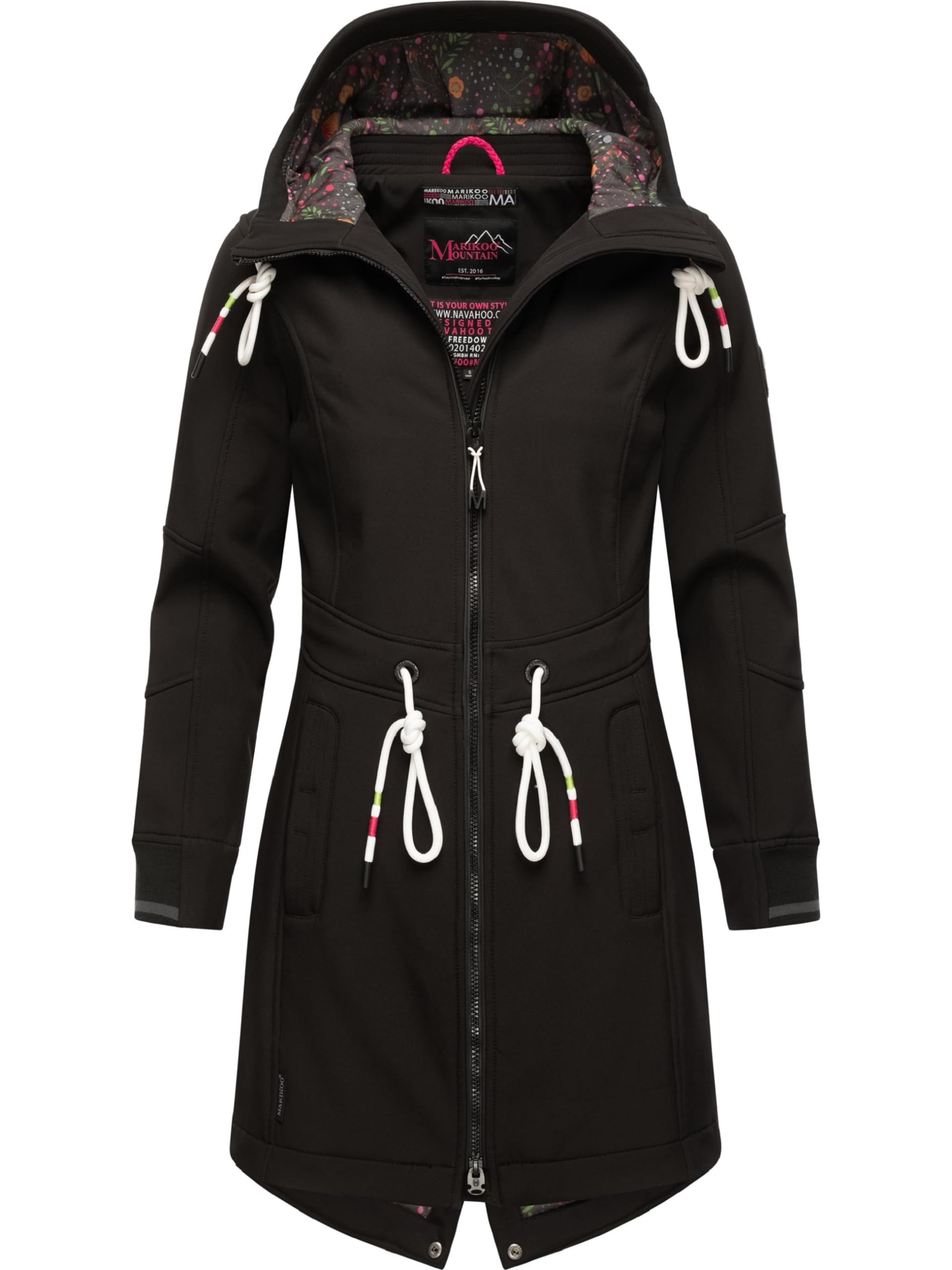 MARIKOO Damen Übergangsjacke Softshellmantel mit Kapuze Mount Furnica XS-3XL