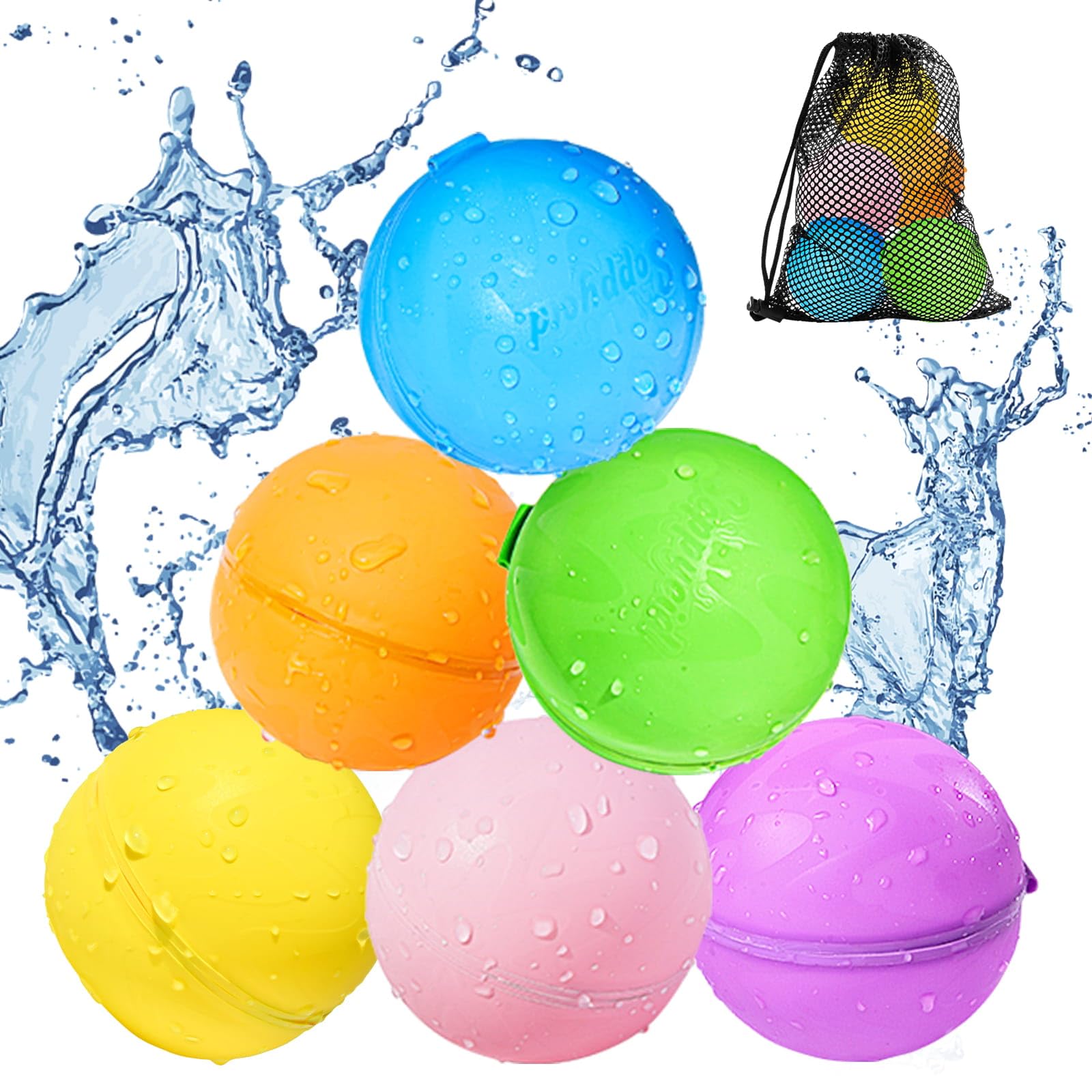 Globos de Agua Reutilizables, 6 Piezas Bolas de Agua Recargables Autosellante de Llenado Rápido para Niños y Adultos, Juguetes de Verano Aptos para Exteriores, Piscina, Playa y Fiestas Acuáticas