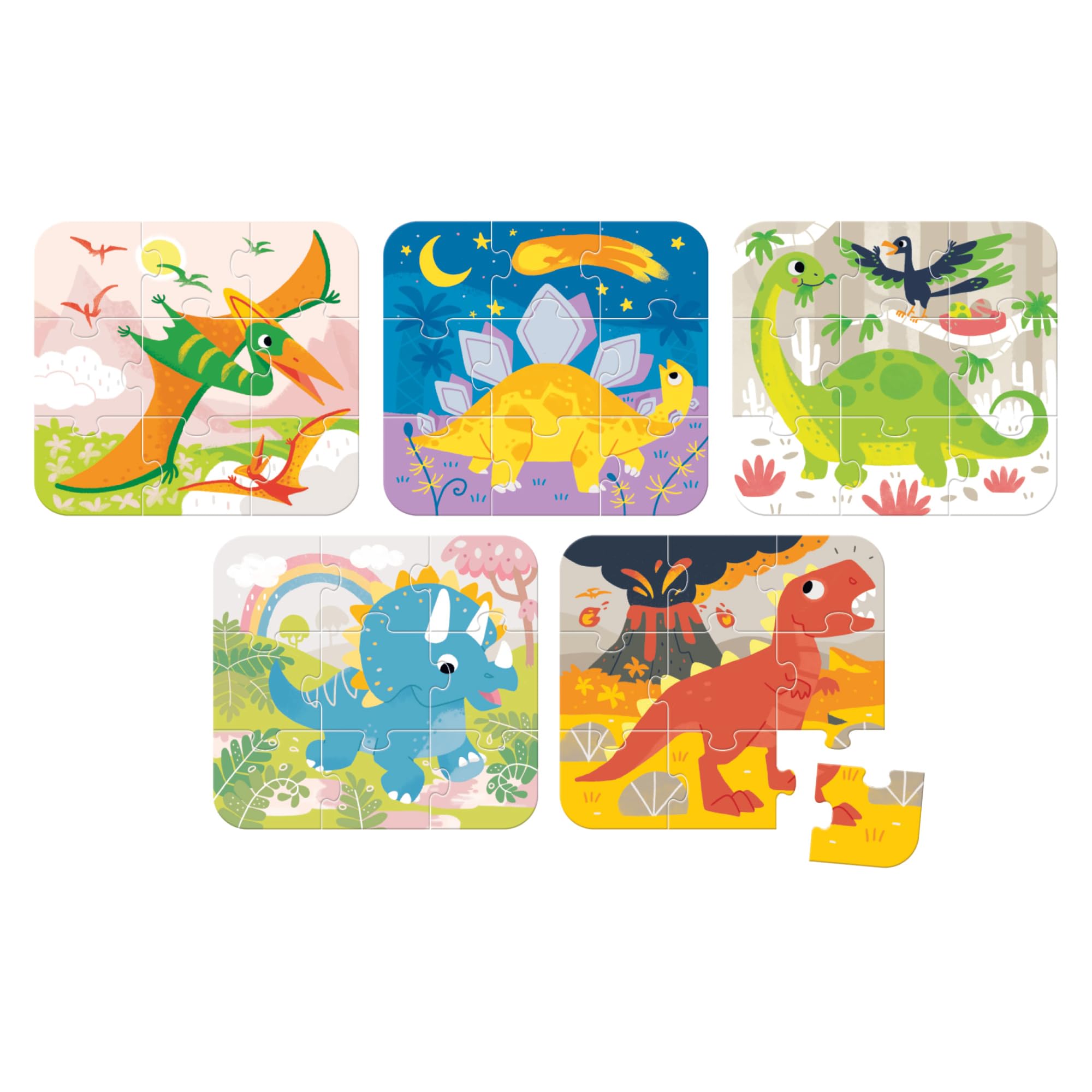 Banana Panda On-the-Go Puzzle dinosaurs 3+ - FIVE puzzles of 9 pieces - Fun dino puzzle toys, Vibrant Colors, 45 Teile - Image 4