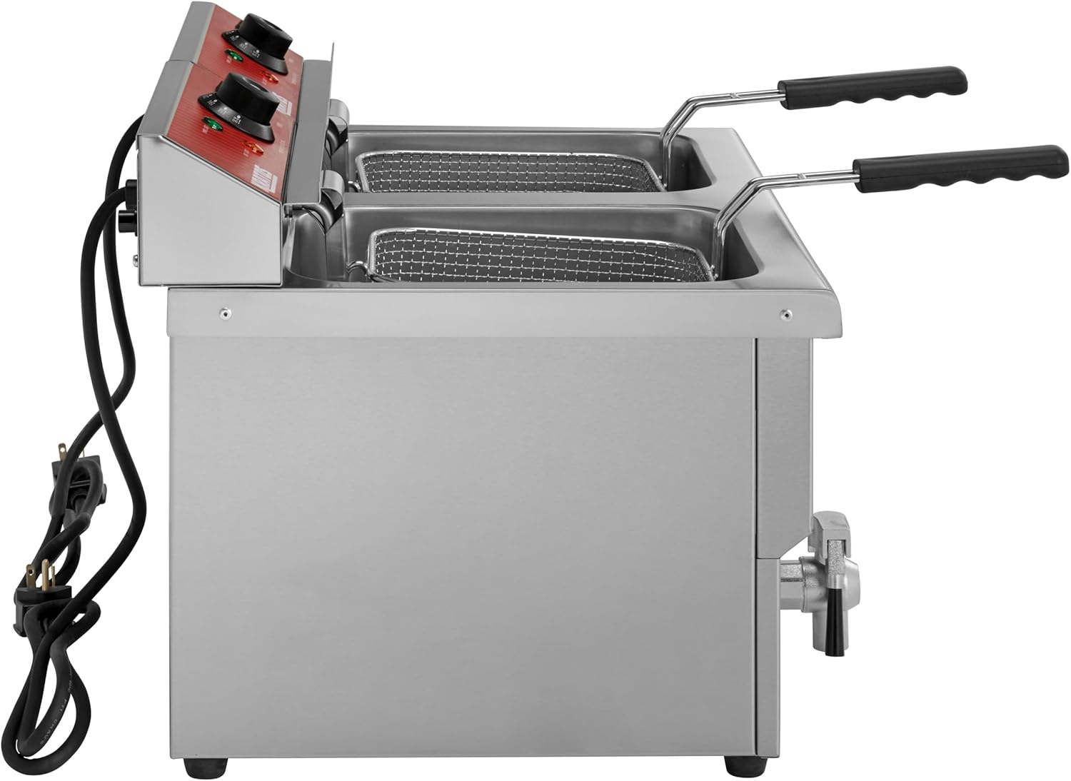 Kratos Commercial Electric Countertop Deep Fryer | Twin Tank Fryer 30 lb. Capacity | With Two Fry Baskets | ETL Certified | 208/240V | Stainless Steel (29Y-016)