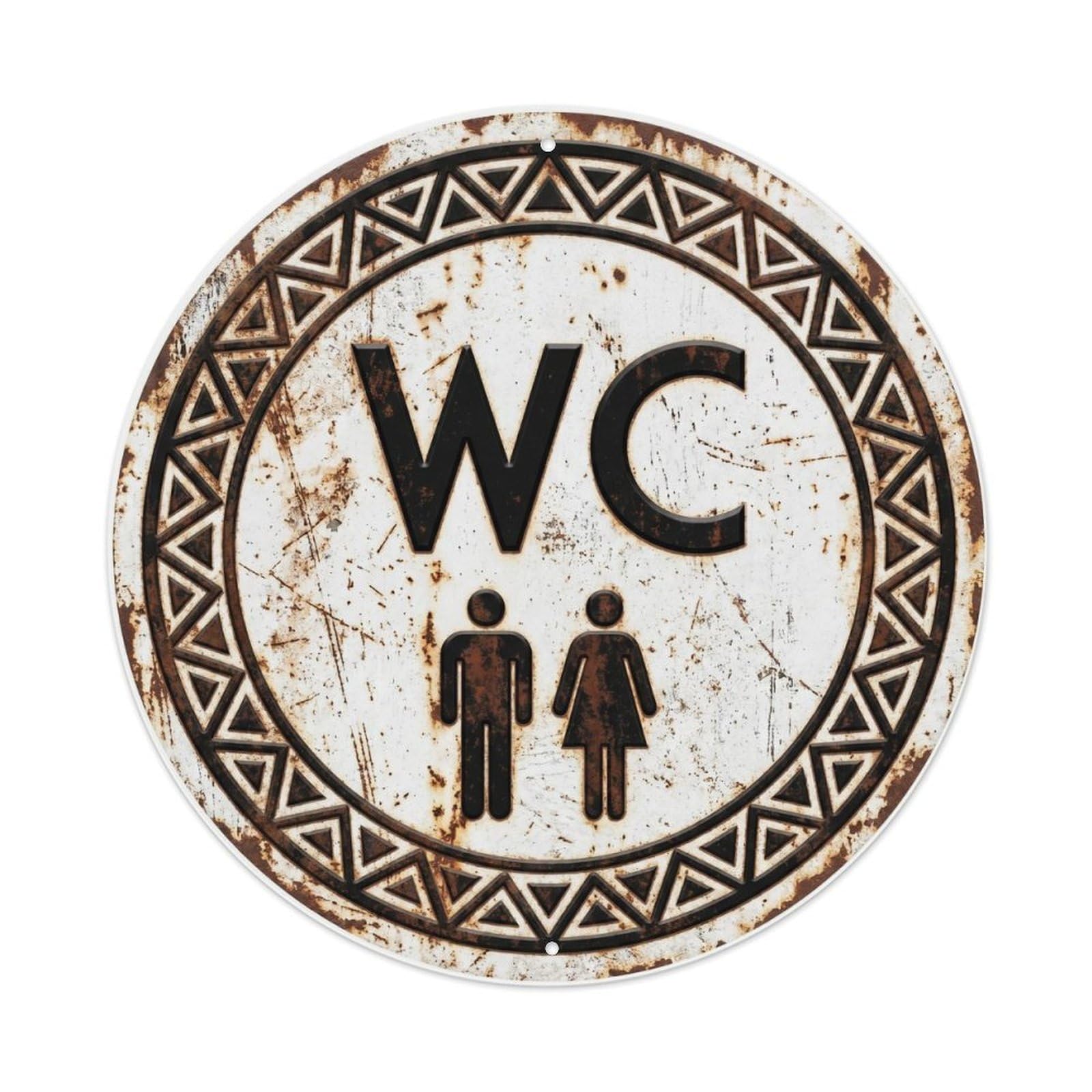 Toilet （WC） Retro Rusty Restroom Metal Tin Sign Plaque Wall Decor for Cafe, Club Bar, Office, Home Garden Round Metal Poster 8x8Inch