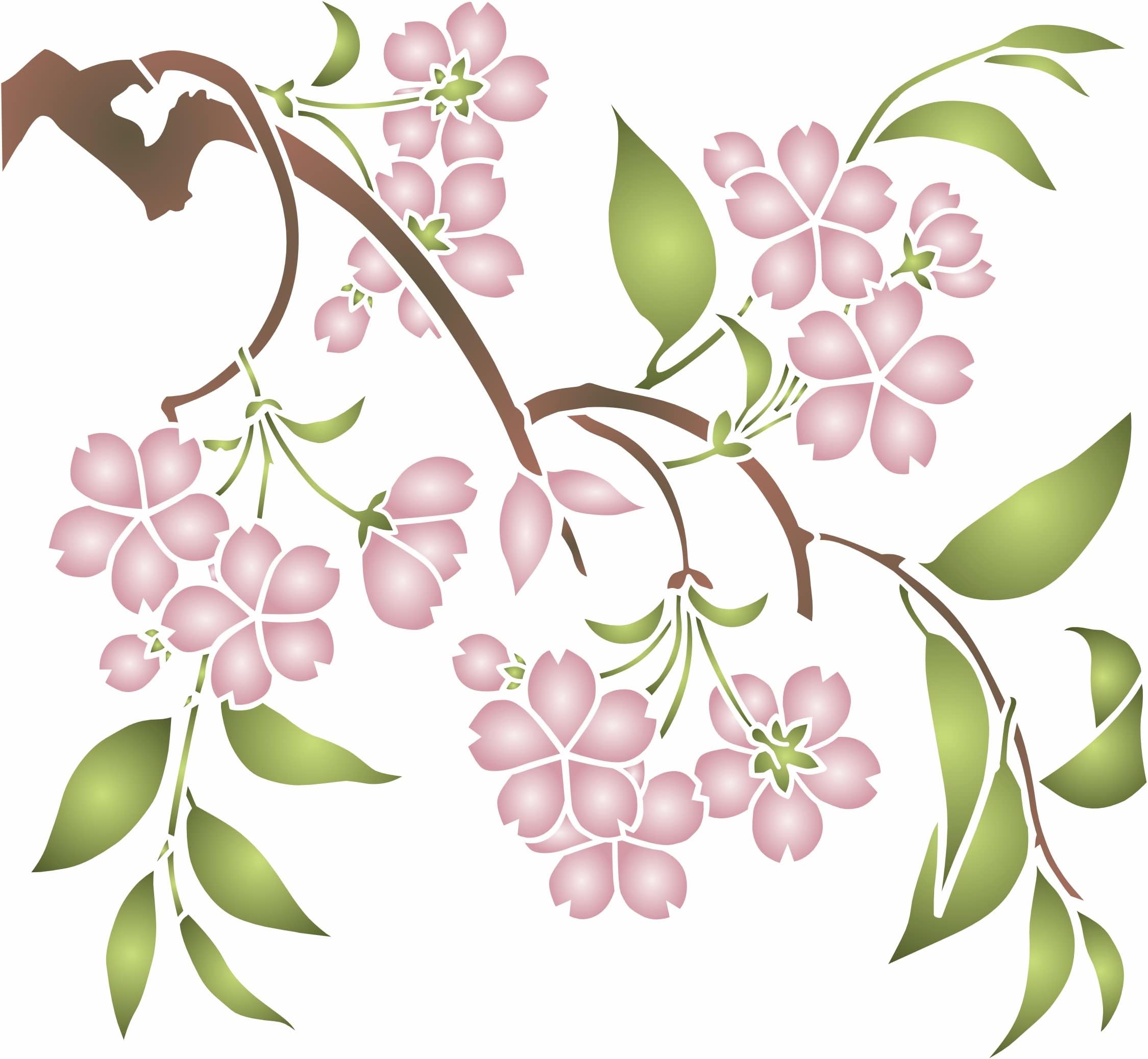 Pochoir De Fleurs Pour Peinture Murale Grand Format 43x64cm Modèle