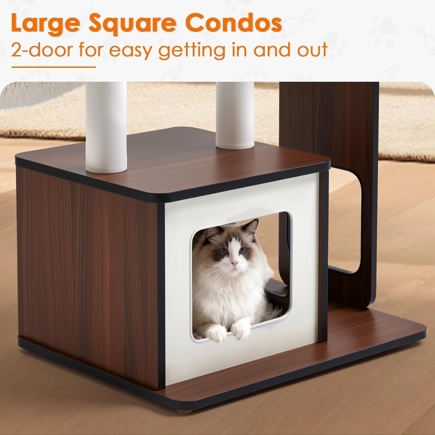 54-Inch Premium Multi-Level Modern Cat Tree & Tower - Unique Design Indoor Cat Condo with Scratching Posts, Hammock, Top Perch & Interactive Drop Ball Toy