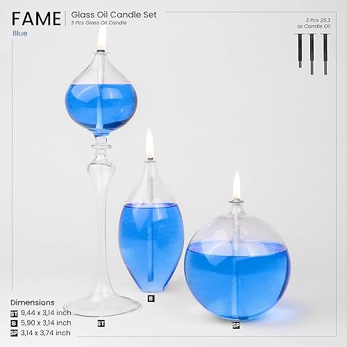 Miniatura 2 de Lámpara de aceite de vidrio soplado a mano, juegos de velas de vidrio de aceite, velas de aceite líquido para iglesia, lámpara de vela, velas de té