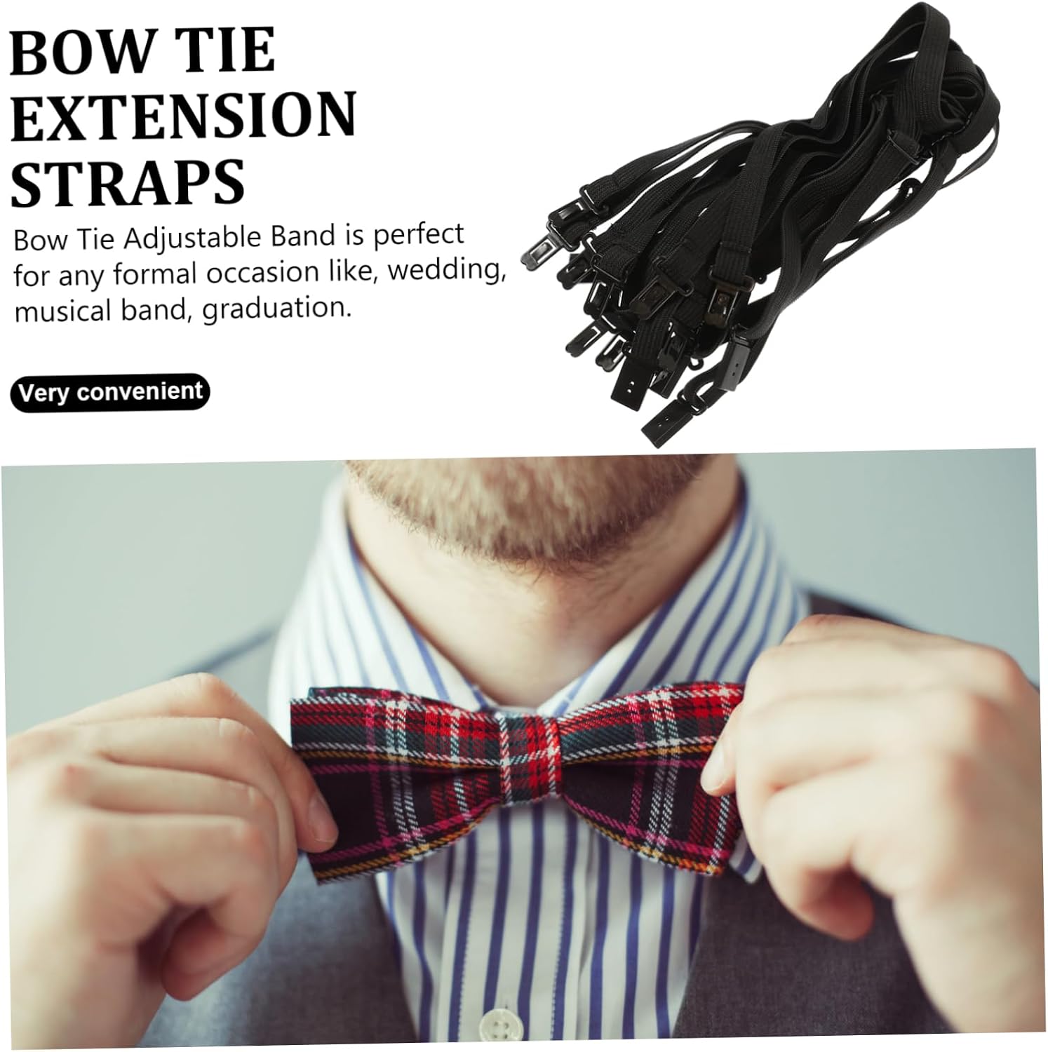 20pcs Adjustable Elastic Strap Bow Tie Bands for Dress-up Comfortable and Bowknot Straps for Men and Women for Parties and Holidays