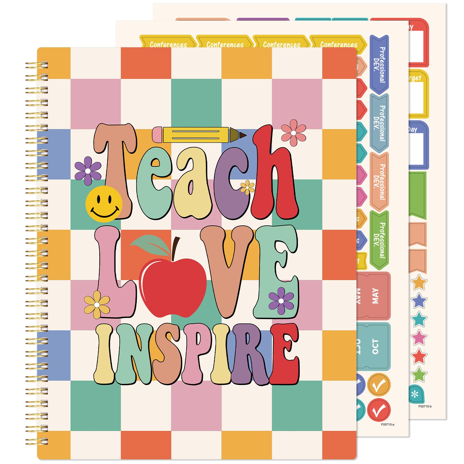 Lehrerplaner, undatiert, 21,6 x 27,9 cm, ideal für die Schule | Unterrichtsplanbuch mit Aufklebern, Stundenplan, Wochenkalender