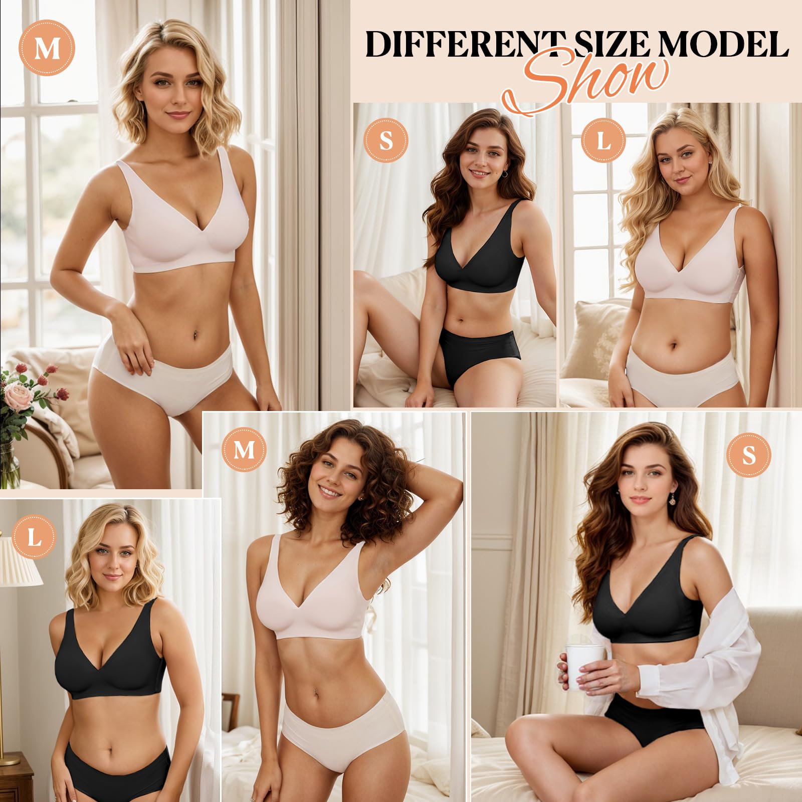 Niwicee Sujetador sin Espalda para Mujer Sujetadores sin Costuras Invisible Sujetador Push Up en V Profunda Sujetador Tirantes Multidireccionales Convertibles para Vestido y Boda