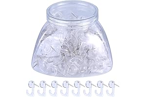 Push Pin Hooks for Cork Boards, 130 Clear Plastic Thumb Tacks