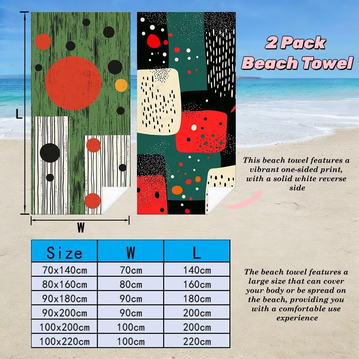 Toalla Playa 90x180 cm, Toalla Gimnasio Microfibra Secado Rapido, Juego de 2 Antiarena Toallas de Playa, Ligera Compacta Toallas Microfibra Grande para Viaje, Regalo Hombre Mujer (Abstracto) -4547