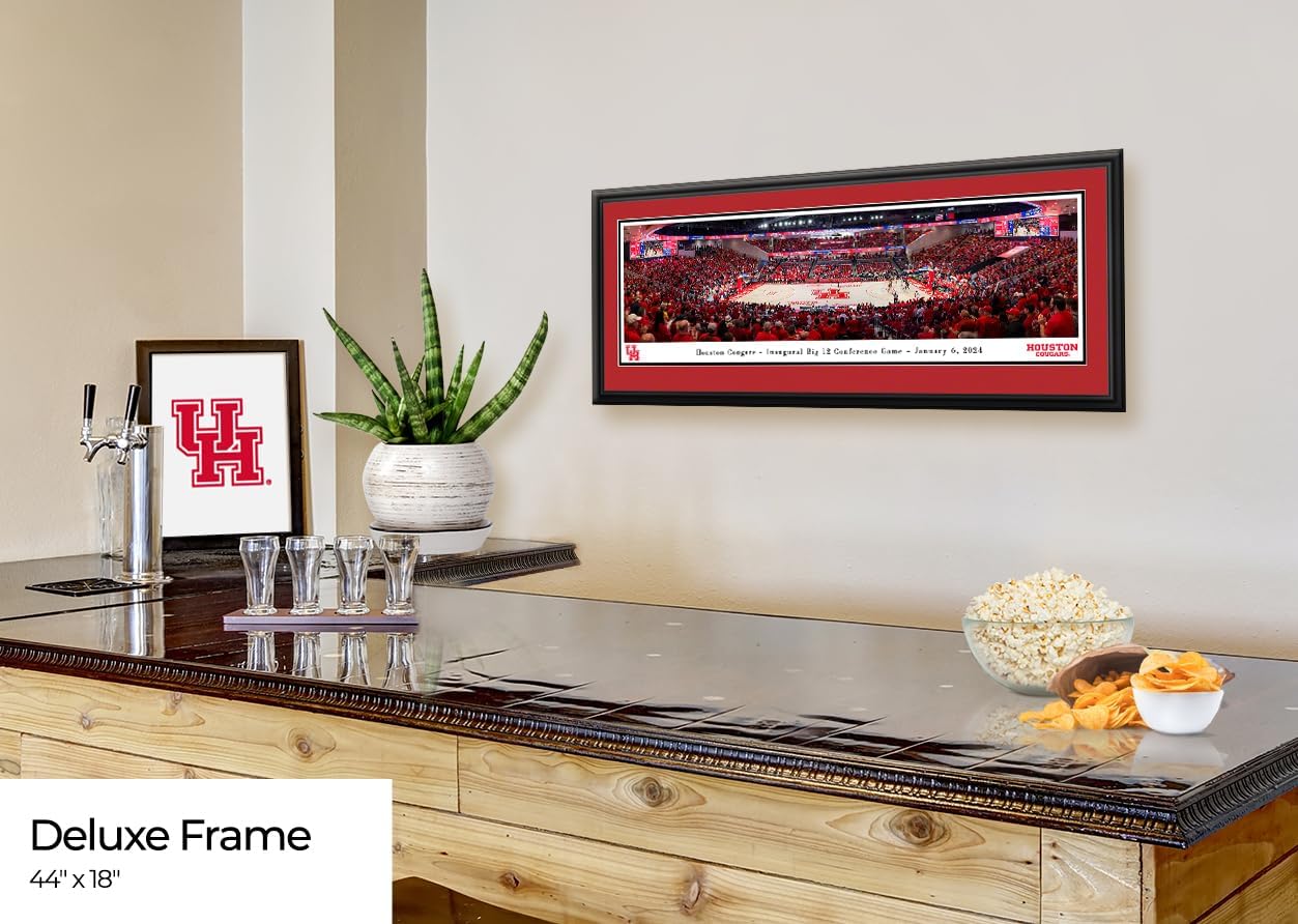 Houston Cougars Basketball - 44x18-inch Double Mat, Deluxe Framed Picture by Blakeway Panoramas
