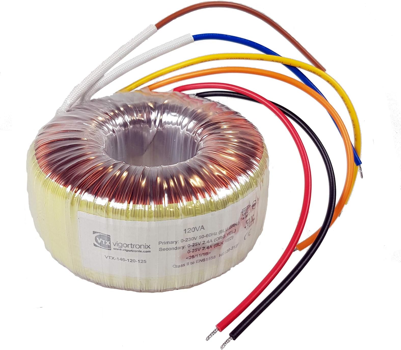 625 VA Mains Toroidal Transformer 2 x 115 V : 2 x 25 V VTX-146-625-225