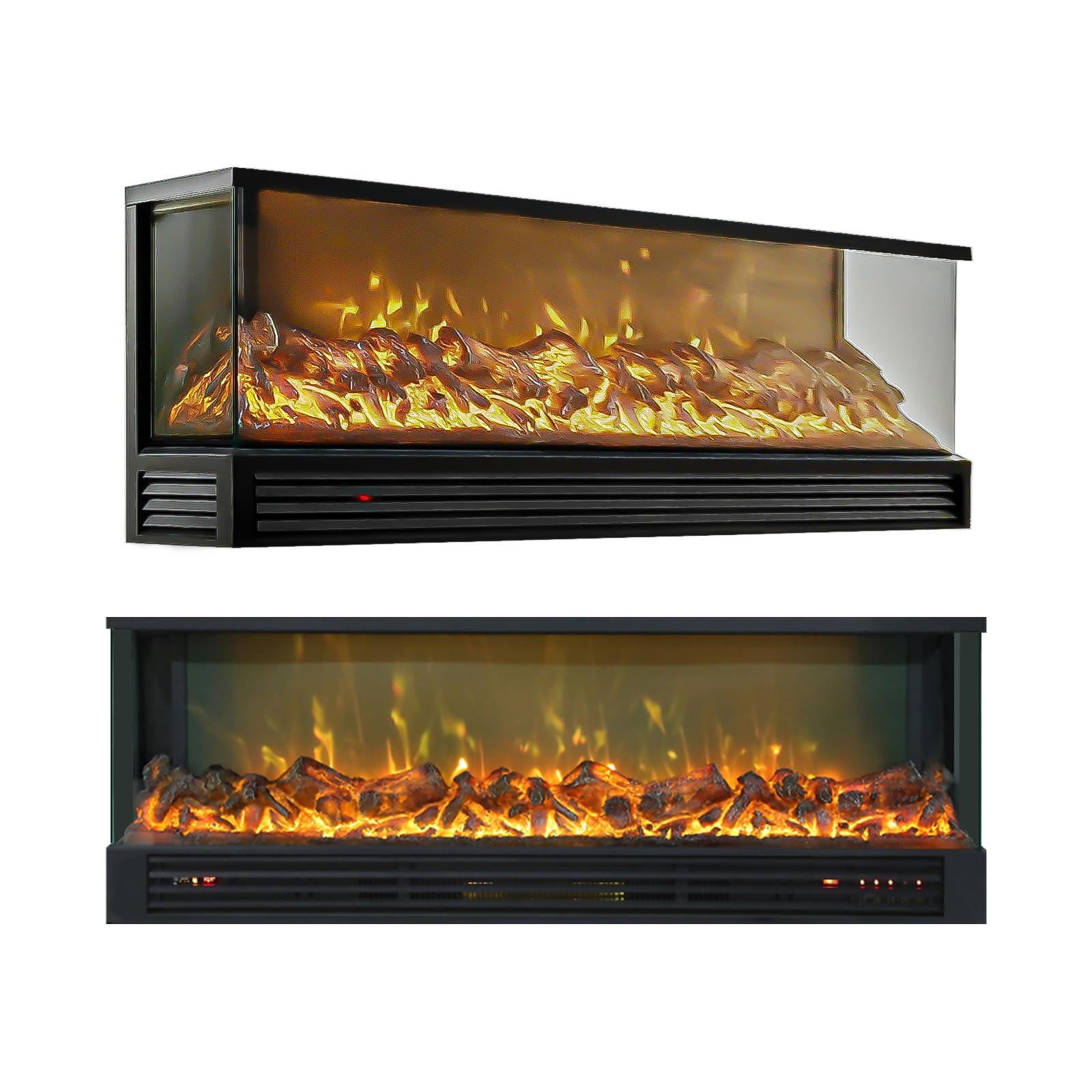 Electric Fireplace 50 inch 3 Sided, Fireplace Smart App Remote Control, Fire Place Realistic Flames, Fire Places Electric Fireplace 4 Installation, Fireplace Heater Timer Up to 10h, SM125