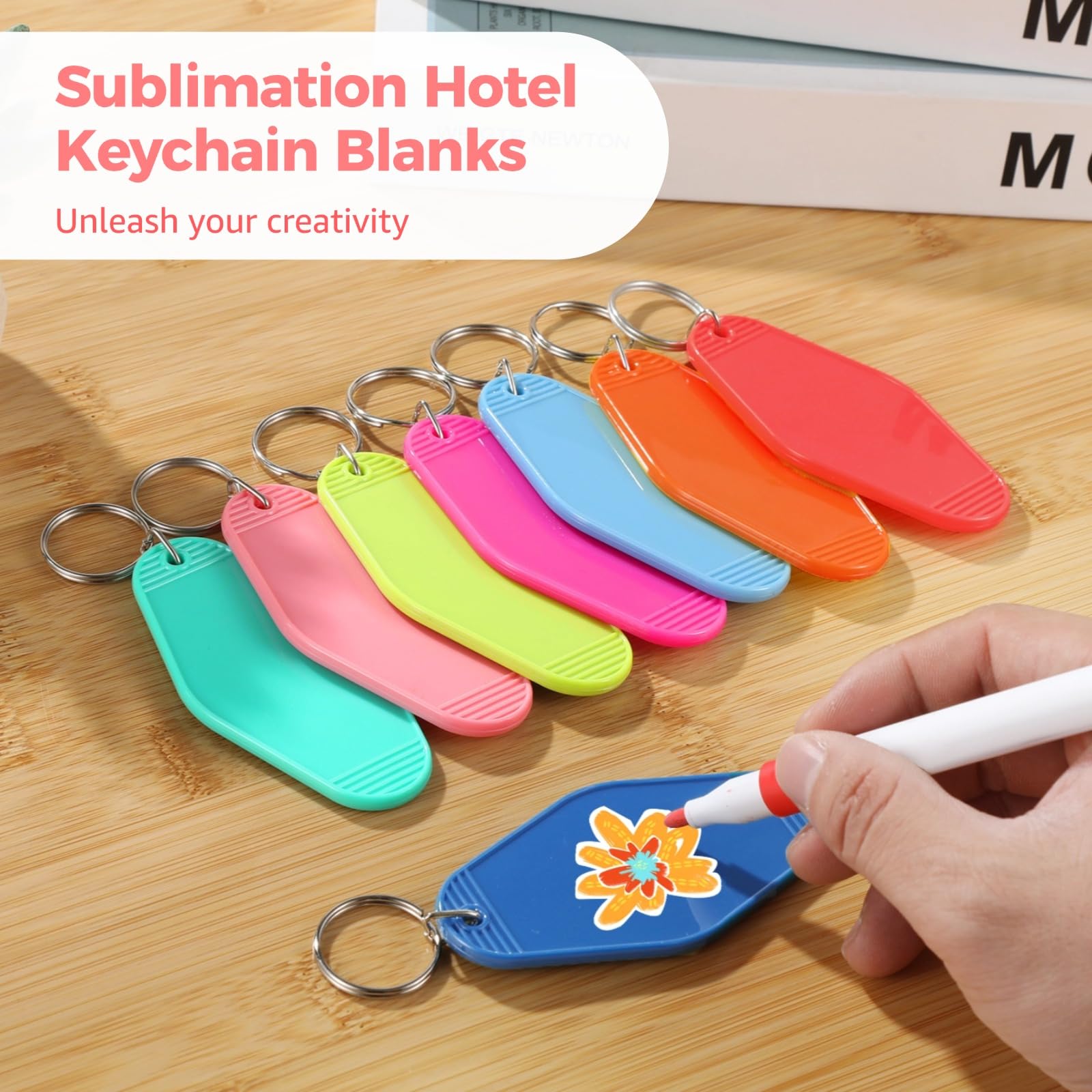 100 Stk. Motel Schlüsselanhänger, diamantförmige Hotelanhänger aus Kunststoff, Sublimationsrohlinge für DIY, Nummernschilder, Gepäckanhänger, Etiketten, Deko, Geschenke, Souvenir Zubehör