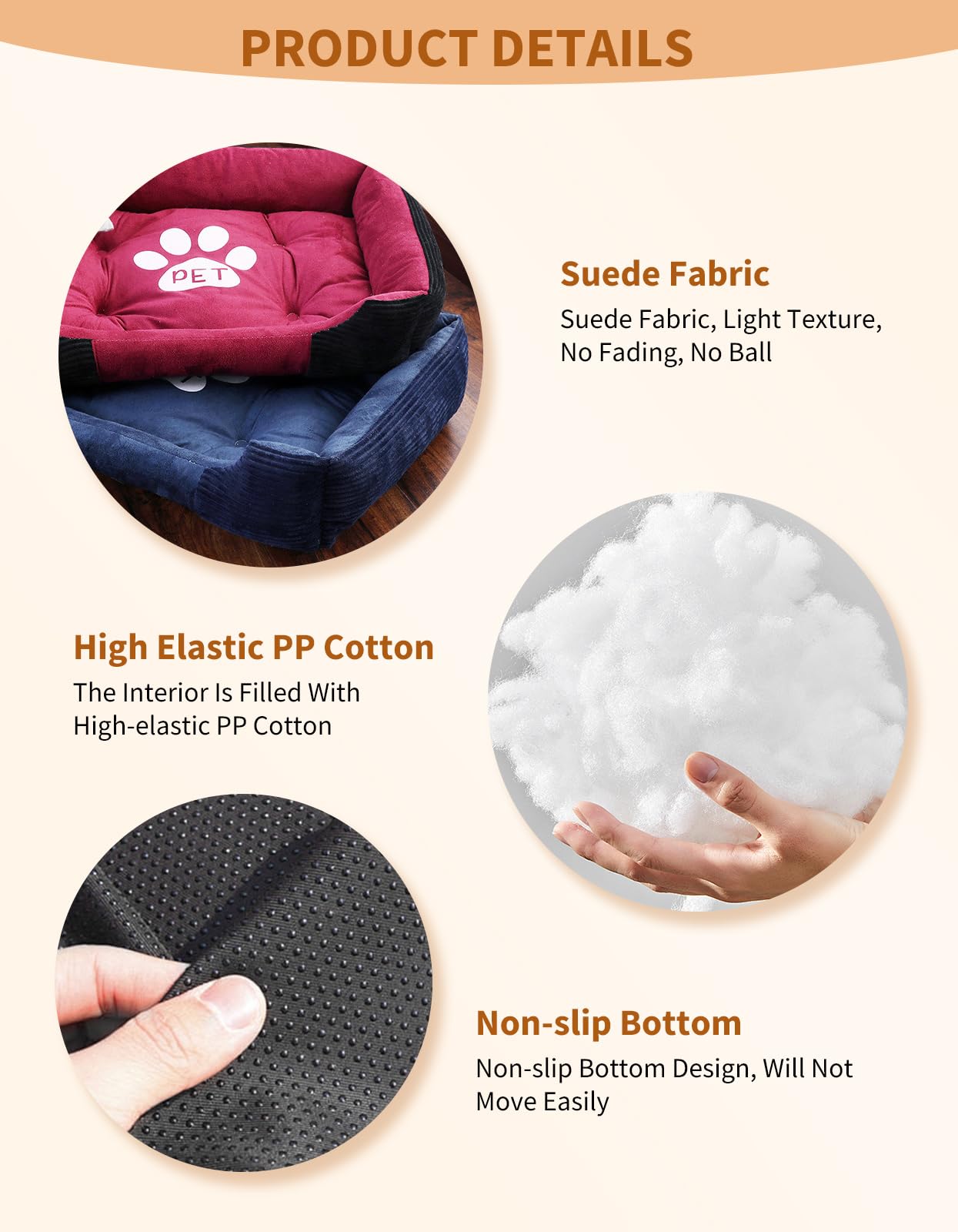 PETCUTE Chien Coussin Paniers pour Chiens Grande Petit Taille Lavable Coussin Apaisant Chien Lit de Chat Moelleux Lit Animaux de Compagnie XXL-90×70×15CM