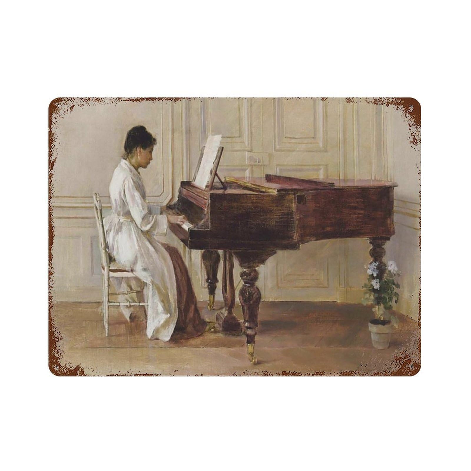 xiaoxiaoshen The Woman Playing The Piano Wall Decor Art Metal Tin Poster Modern Home Decor Art Home Bar Shop Decorations Vintage Sign 30x40cm