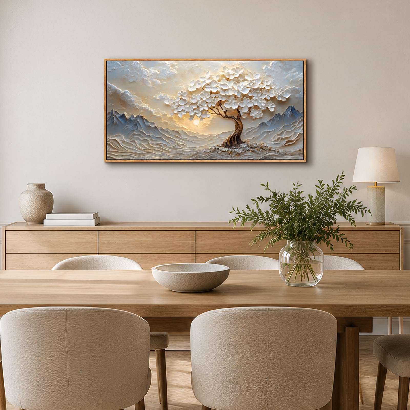 JHHUAMO Baum des Lebens Bilder mit Rahmen Schlafzimmer Wohnzimmer 50x100 cm | Lebensbaum Bild, Hochauflösender Druck, Stabiler Rahmen, Einfaches Aufhängen, Vielseitig Einsetzbar